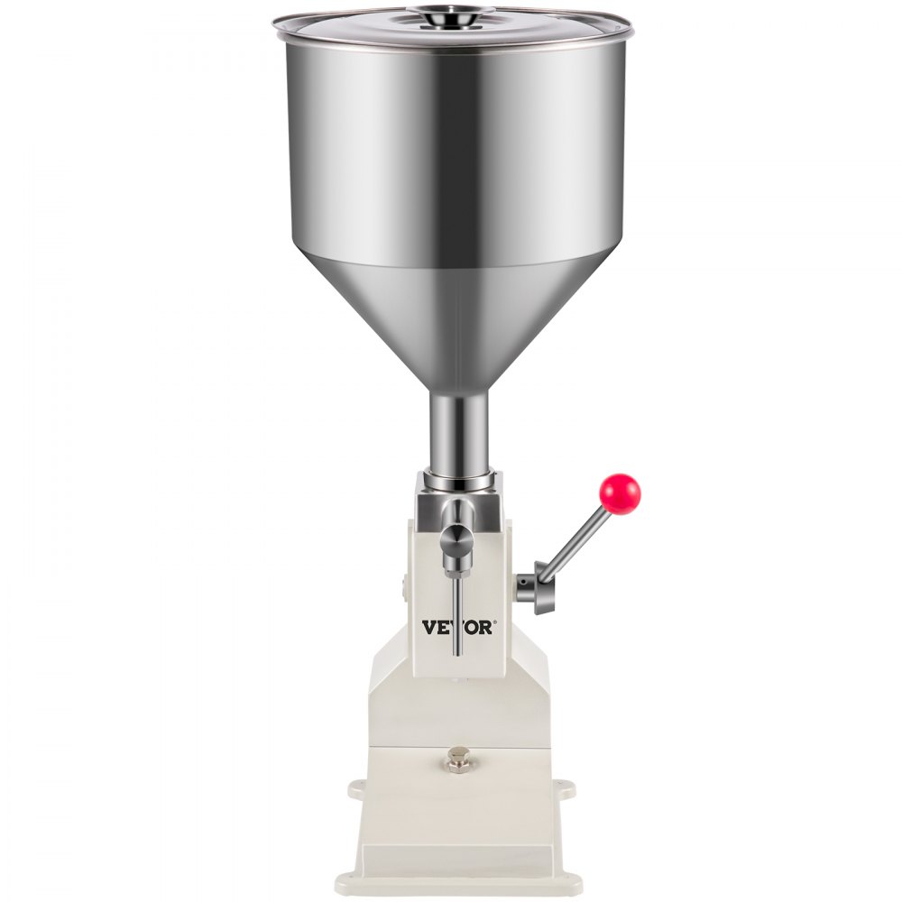 VEVOR A03, Máquina de Llenado de Líquidos Manual de Acero Inoxidable, Llenadora de Botellas 5-50ml para Pasta Crema Cosmética, 281212, blanco