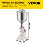 VEVOR 5-50ml Χειροκίνητη μηχανή πλήρωσης Μηχανή πλήρωσης υγρών Μηχανή πλήρωσης μπουκαλιών από ανοξείδωτο χάλυβα Μηχανή πλήρωσης φιαλών για υγρό νερό