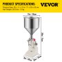 VEVOR Bottle Filling Machine 5-50ml Liquid Filling Machine Stainless Steel Filling Machine for Cream Shampoo Cosmetic Bottler Filler (5-50mL Manual Filling)