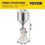 VEVOR A03, Máquina de Llenado de Líquidos Manual de Acero Inoxidable, Llenadora de Botellas 5-50ml para Pasta Crema Cosmética, 281212, blanco
