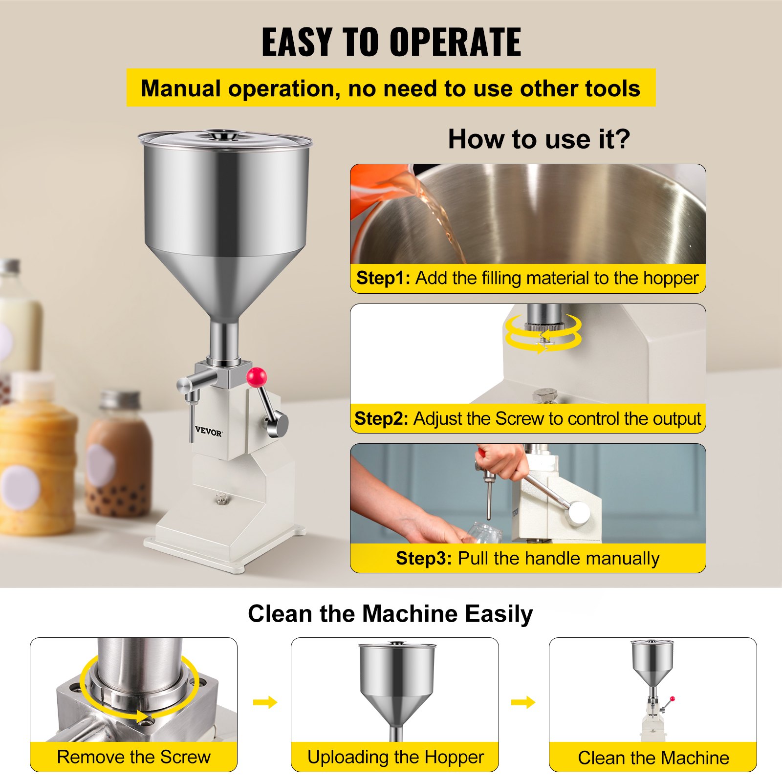 VEVOR 5-50ml Manual Filling Machine Liquid Filling Machine Bottle Filler Stainless Steel Bottle Filling Machine for Liquid Water