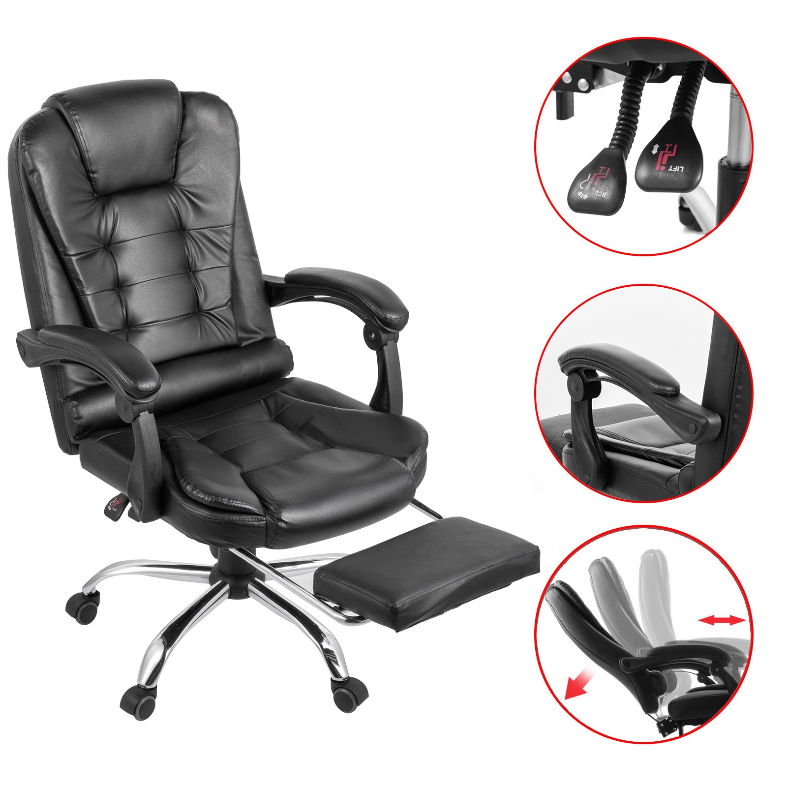 Executive Office Chair Recliner 286lbs Load Height Adjustable Home Bargain