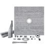 VEVOR shower pan kit with drain, waterproofing membrane, corners, and installation accessories.
