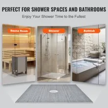 VEVOR Shower Curb Kit, 1828x1828mm Shower Pan Kit with 50.8mm ABS Central Flange, 101.6mm Stainless Steel Grate, Waterproof Shower Curb & Membrane & Strip, Shower Pan Slope Sticks Fit for Bathroom
