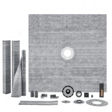 VEVOR Shower Curb Kit, 1828x1828mm, 72"x72" Shower Pan Kit with 50.8mm ABS Central Flange, 101.6mm Stainless Steel Grate, Waterproof Shower Curb & Membrane & Strip, Shower Pan Slope Sticks Fit for Bathroom