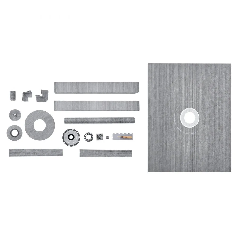 VEVOR shower curb kit with various components arranged on a white background.