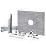 VEVOR shower curb kit with waterproofing membrane, accessories, and drain integration.