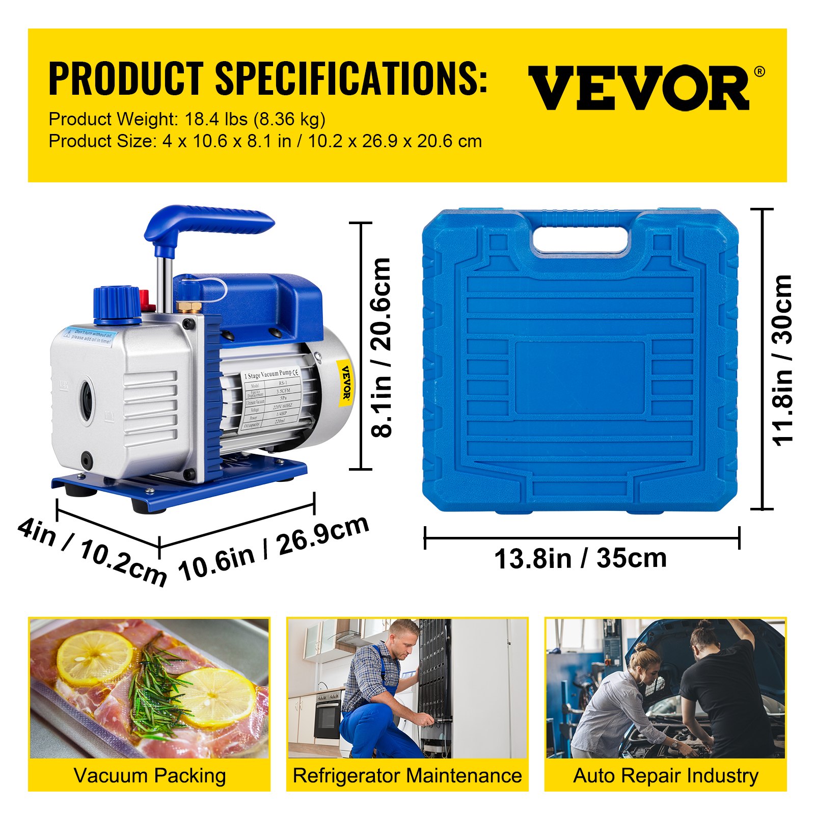 VEVOR AC Vacuum Pump Manifold Gauge Set 3.5 CFM 5PA HVAC Vacuum Pump With Box