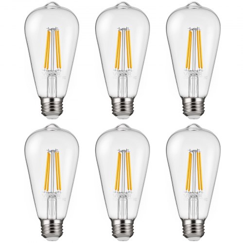 6 Pack Edison Bulbs LED ST19 7W Dimmable 800 Lumens 2700K E26 Antique