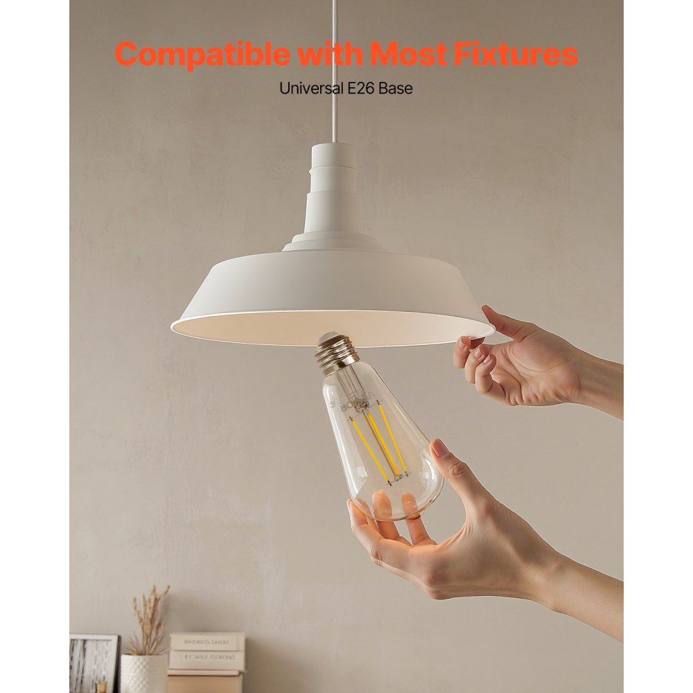 VEVOR 6 Pack Edison Bulbs LED, ST19 Vintage Edison Light Bulbs, 7W Dimmable 800 Lumens, 2700K Warm White, E26 Base LED Filament Bulb, Antique Glass Style for Home, Bedroom, Office, Farmhouse