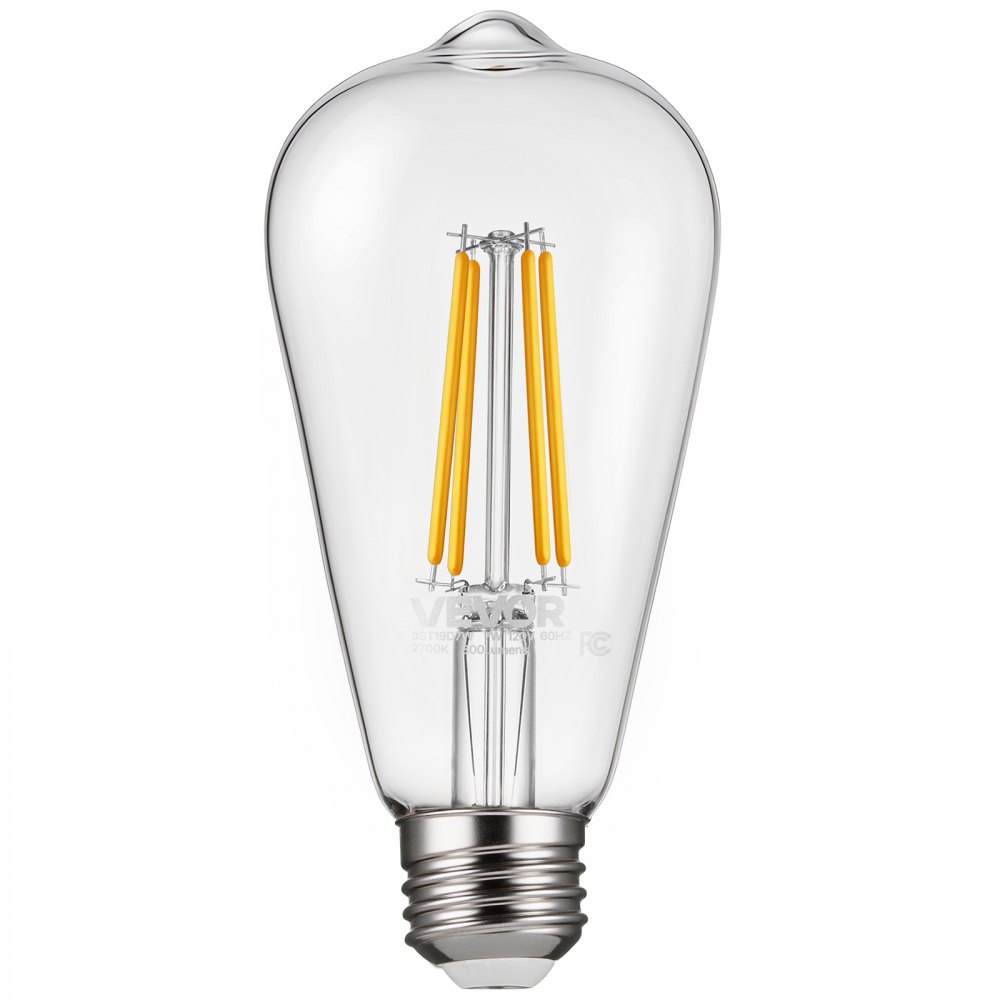 VEVOR 6 Pack Edison Bulbs LED, ST19 Vintage Edison Light Bulbs, 7W Dimmable 800 Lumens, 2700K Warm White, E26 Base LED Filament Bulb, Antique Glass Style for Home, Bedroom, Office, Farmhouse