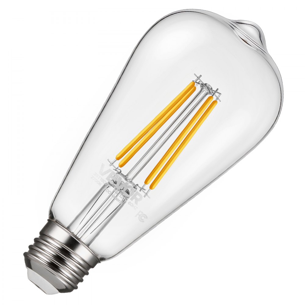 VEVOR 6 Pack Edison Bulbs LED, ST19 Vintage Edison Light Bulbs, 7W Dimmable 800 Lumens, 2700K Warm White, E26 Base LED Filament Bulb, Antique Glass Style for Home, Bedroom, Office, Farmhouse