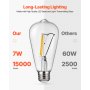 6 Pack Edison Bulbs LED ST19 7W Dimmable 800 Lumens 2700K E26 Antique