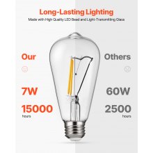 6 Pack Edison Bulbs LED ST19 7W Dimmable 800 Lumens 2700K E26 Antique