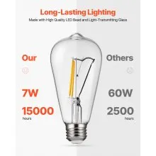 6 Pack Edison Bulbs LED ST19 7W Dimmable 800 Lumens 2700K E26 Antique