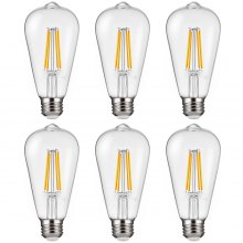 6 Pack Edison Bulbs LED ST19 7W Dimmable 800 Lumens 2700K E26 Antique