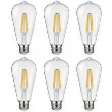 6 Pack Edison Bulbs LED ST19 7W Dimmable 800 Lumens 2700K E26 Antique