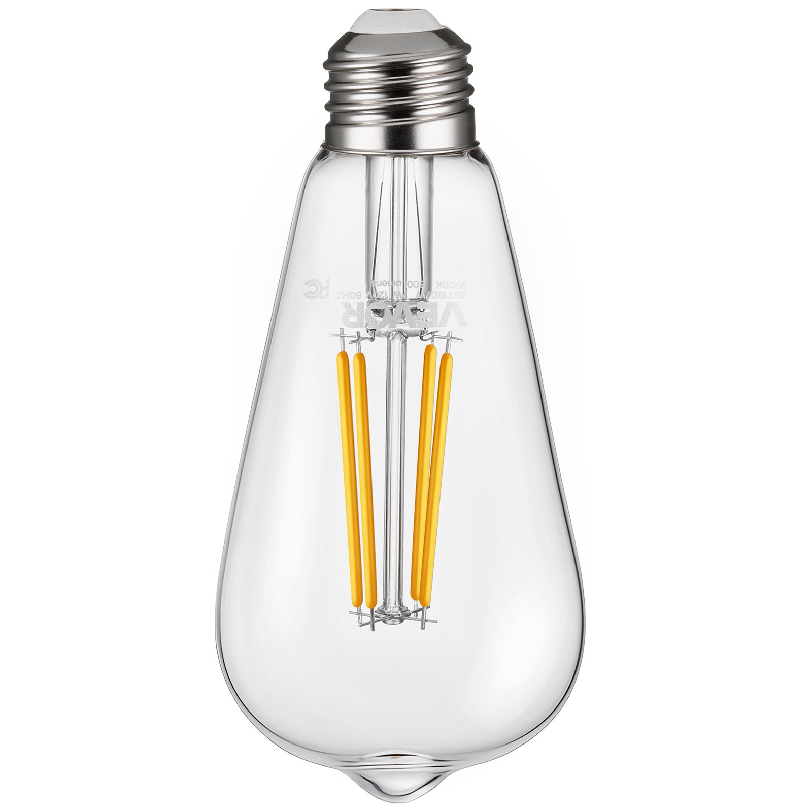 VEVOR 6 Pack Edison Bulbs LED, ST19 Vintage Edison Light Bulbs, 7W Dimmable 800 Lumens, 2700K Warm White, E26 Base LED Filament Bulb, Antique Glass Style for Home, Bedroom, Office, Farmhouse