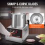 VEVOR Food Processor & Vegetable Chopper, 16 Quart, 1400W Food-Grade Stainless Steel Food Processor Chopper with 2 Extra S-Curve Blades, Multifunctional for Chopping Vegetables, Meat, Grains, Nuts