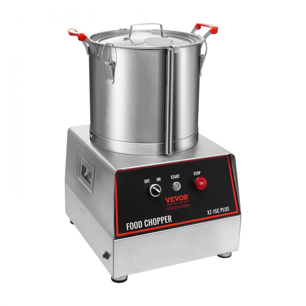 VEVOR Food Processor & Vegetable Chopper, 16 Quart, 1400W Food-Grade Stainless Steel Food Processor Chopper with 2 Extra S-Curve Blades, Multifunctional for Chopping Vegetables, Meat, Grains, Nuts