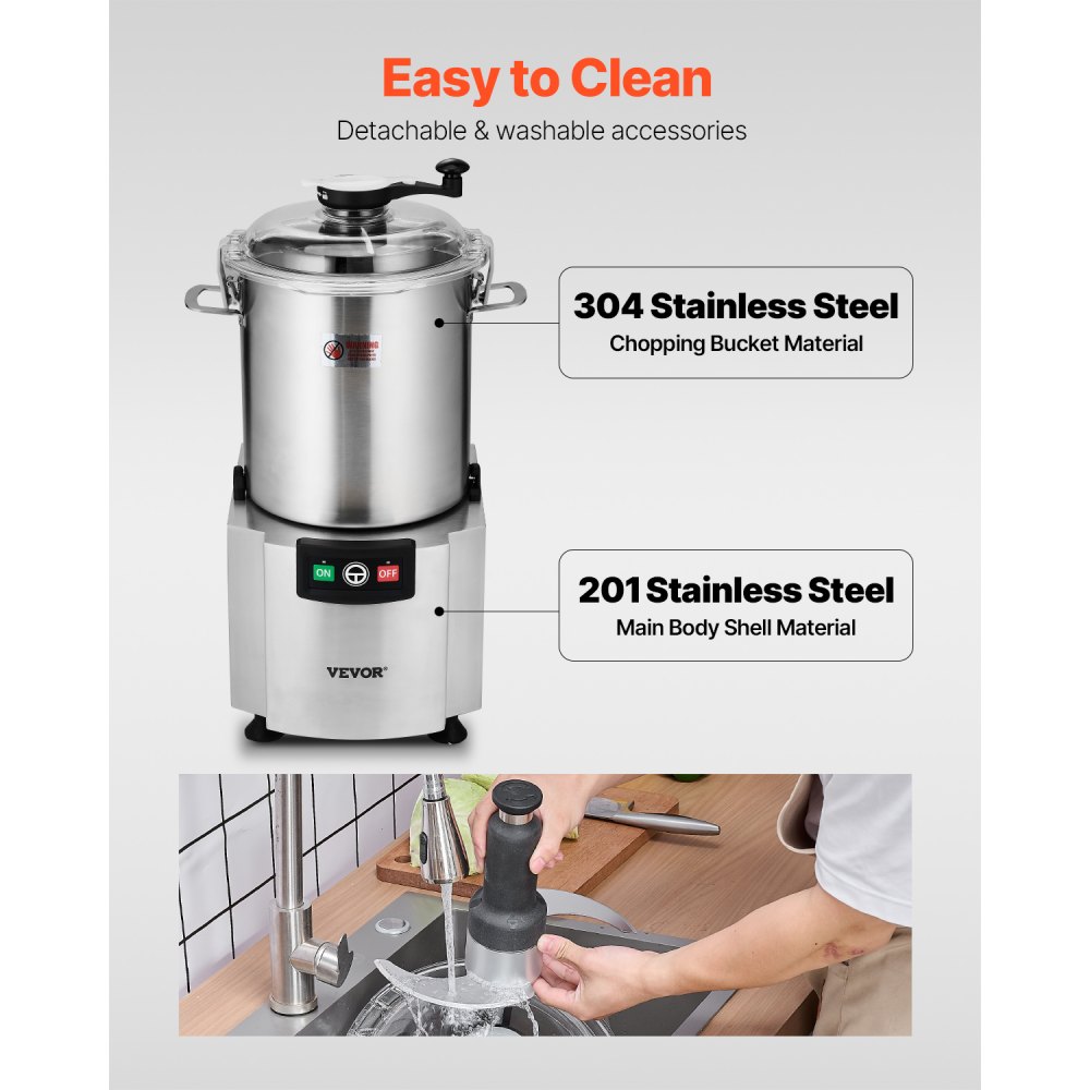 VEVOR Food Processor & Vegetable Chopper, 18L Food-Grade Stainless Steel Food Processor Chopper with S-Curve Blade and Scraper, Ideal for Chopping Vegetables, Fruit, Grains, Nuts