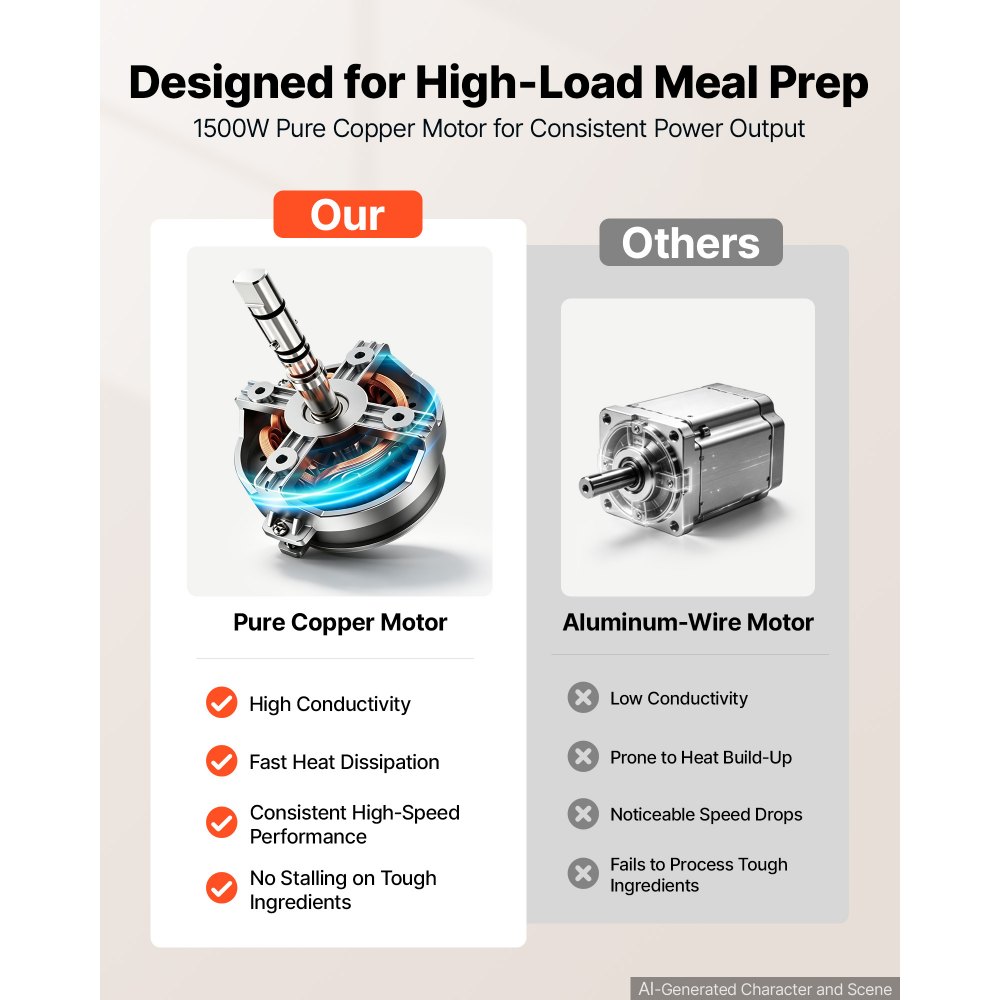 VEVOR Food Processor 12 L Commercial Electric Vegetable Chopper Cutter 1500W, for Chopping Vegetables Fruit Grains Nuts Cheese, Food-Grade Stainless Steel Bowl, with S-Shaped Blade, Pure Copper Motor