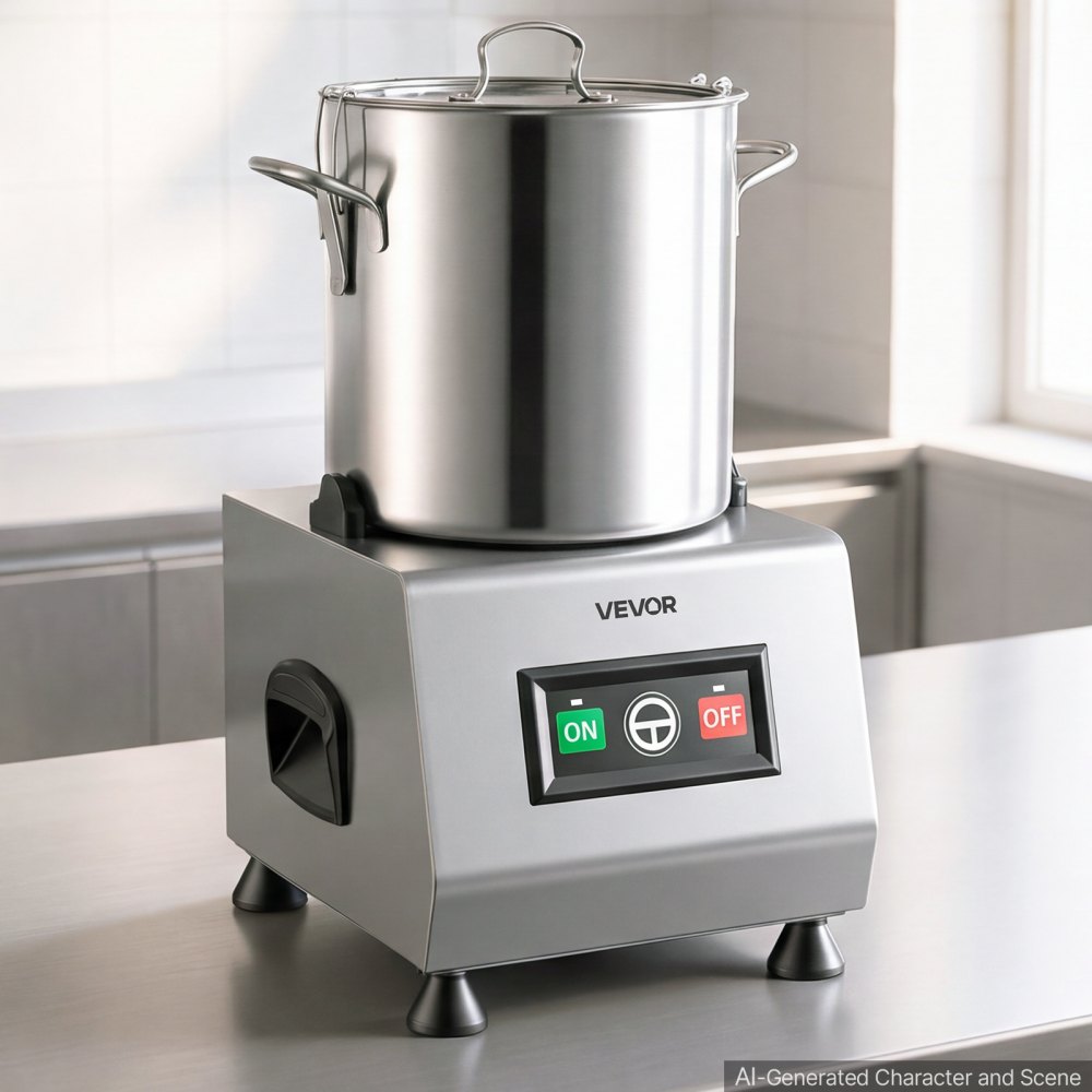VEVOR Food Processor 12 L Commercial Electric Vegetable Chopper Cutter 1500W, for Chopping Vegetables Fruit Grains Nuts Cheese, Food-Grade Stainless Steel Bowl, with S-Shaped Blade, Pure Copper Motor