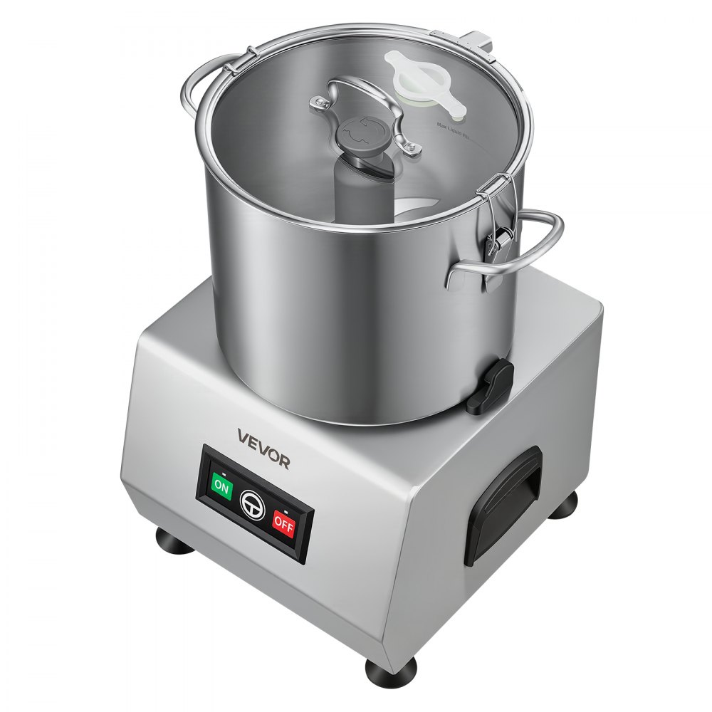 VEVOR Food Processor 12 L Commercial Electric Vegetable Chopper Cutter 1500W, for Chopping Vegetables Fruit Grains Nuts Cheese, Food-Grade Stainless Steel Bowl, with S-Shaped Blade, Pure Copper Motor