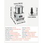 VEVOR Food Processor 12 L Commercial Electric Vegetable Chopper Cutter 1500W, for Chopping Vegetables Fruit Grains Nuts Cheese, Food-Grade Stainless Steel Bowl, with S-Shaped Blade, Pure Copper Motor