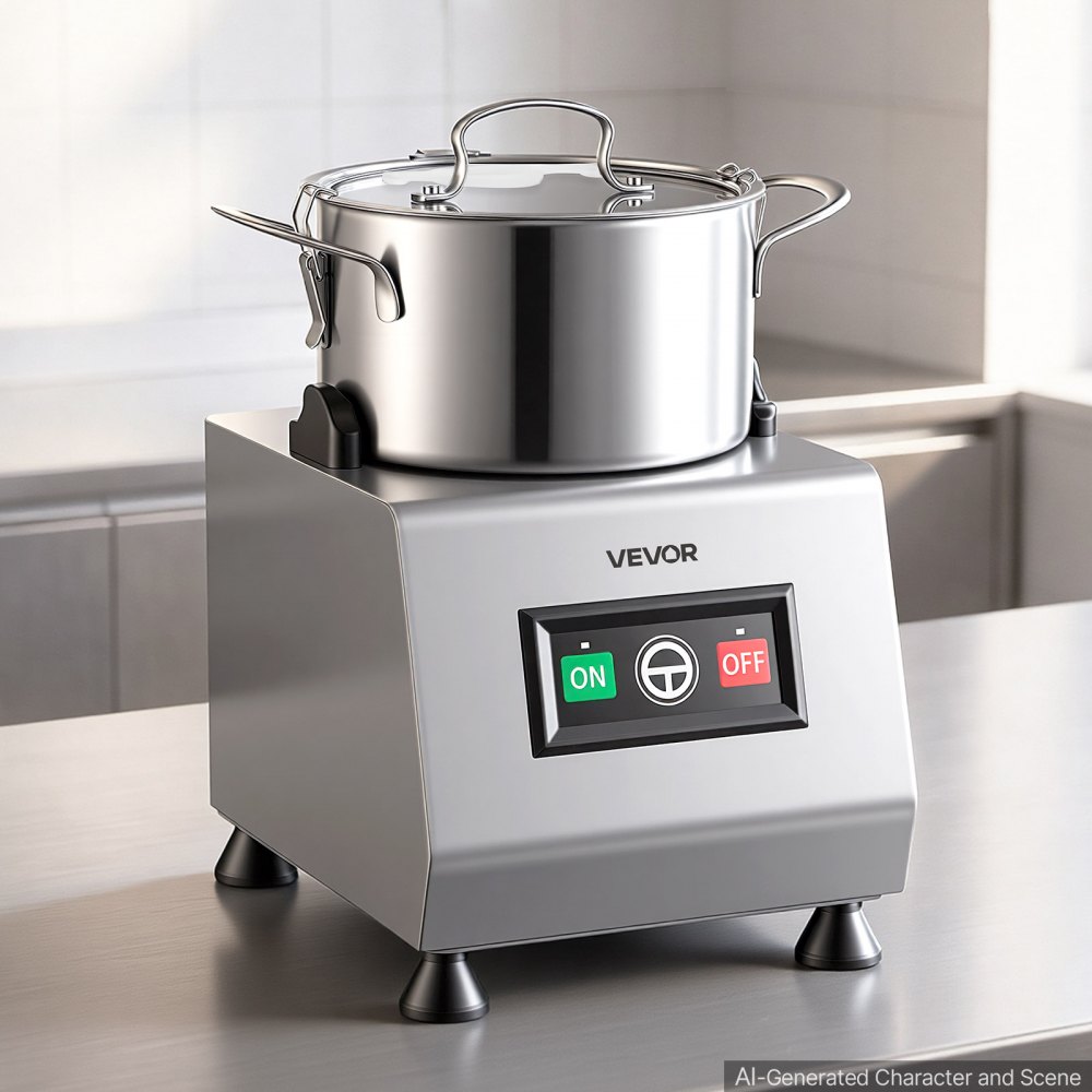 VEVOR Food Processor 8 L Commercial Electric Vegetable Chopper Cutter 1100W, for Chopping Vegetables Fruit Grains Nuts Cheese, Food-Grade Stainless Steel Bowl, with S-Shaped Blade, Pure Copper Motor