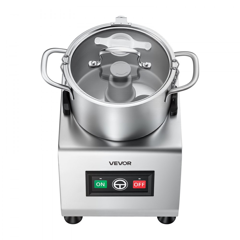 VEVOR Food Processor 8 L Commercial Electric Vegetable Chopper Cutter 1100W, for Chopping Vegetables Fruit Grains Nuts Cheese, Food-Grade Stainless Steel Bowl, with S-Shaped Blade, Pure Copper Motor