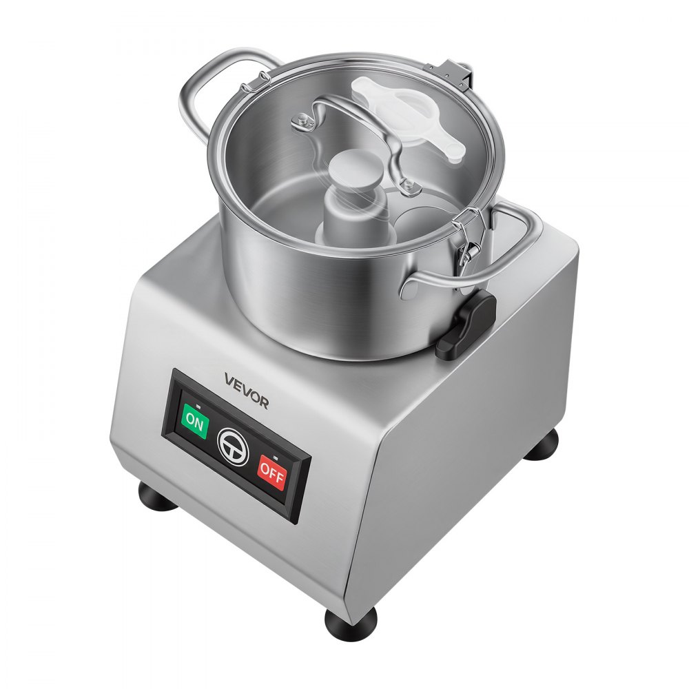 VEVOR Food Processor 8 L Commercial Electric Vegetable Chopper Cutter 1100W, for Chopping Vegetables Fruit Grains Nuts Cheese, Food-Grade Stainless Steel Bowl, with S-Shaped Blade, Pure Copper Motor