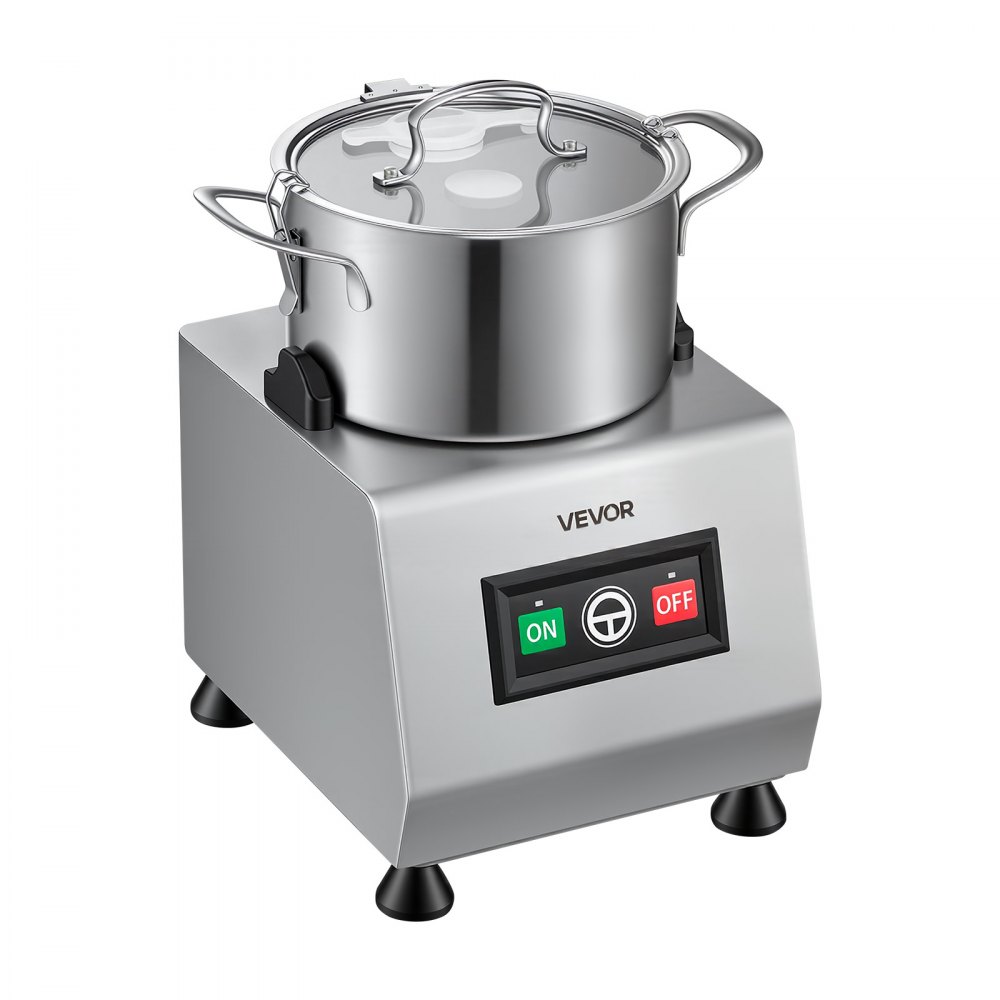 VEVOR Food Processor 8 L Commercial Electric Vegetable Chopper Cutter 1100W, for Chopping Vegetables Fruit Grains Nuts Cheese, Food-Grade Stainless Steel Bowl, with S-Shaped Blade, Pure Copper Motor