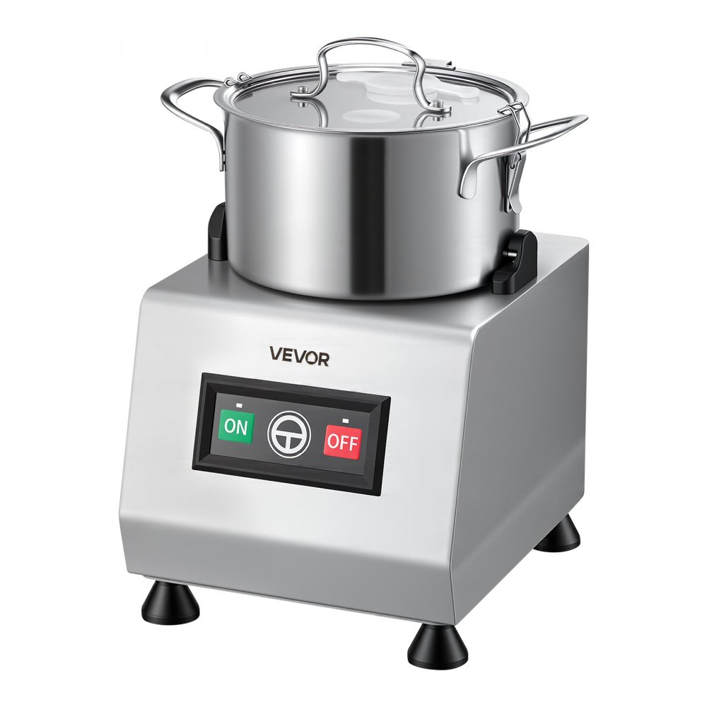 VEVOR Food Processor 8 L Commercial Electric Vegetable Chopper Cutter 1100W, for Chopping Vegetables Fruit Grains Nuts Cheese, Food-Grade Stainless Steel Bowl, with S-Shaped Blade, Pure Copper Motor