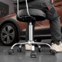 Banco de oficina VEVOR com encosto, assento pneumático para garagem/banco de trabalho com rodas, carga de 136 kg, assento ajustável com rodinhas, banco de oficina acolchoado giratório 360°, para garagem, oficina e reparo de automóveis, preto