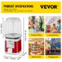 VEVOR gumball machine dimensions and suggested uses: family party, living room, retail store, playground.