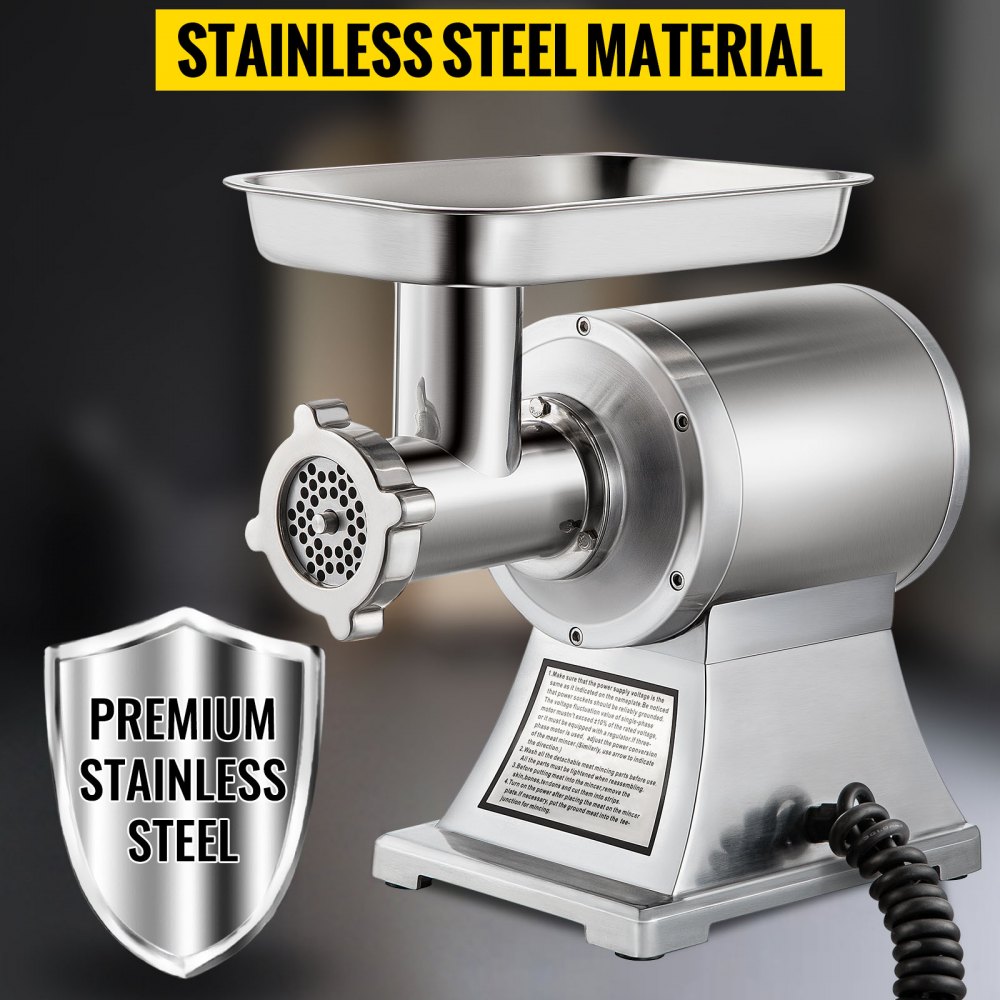 VEVOR Commercial Meat Mincer 1100W Electric Meat Grinder 1.5HP 550lbs/H Stainless Steel Meat Grinder Commercial Sausage Stuffer Maker for Industrial and Home Use