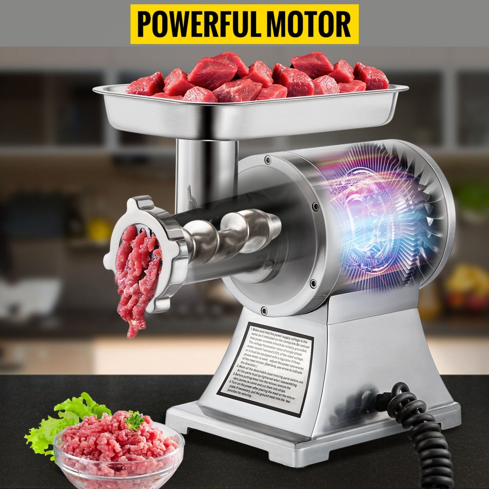 VEVOR Commercial Meat Mincer 1100W Electric Meat Grinder 1.5HP 550lbs/H Stainless Steel Meat Grinder Commercial Sausage Stuffer Maker for Industrial and Home Use
