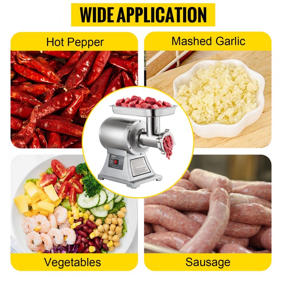 VEVOR Commercial Meat Mincer 1100W Electric Meat Grinder 1.5HP 550lbs/H Stainless Steel Meat Grinder Commercial Sausage Stuffer Maker for Industrial and Home Use