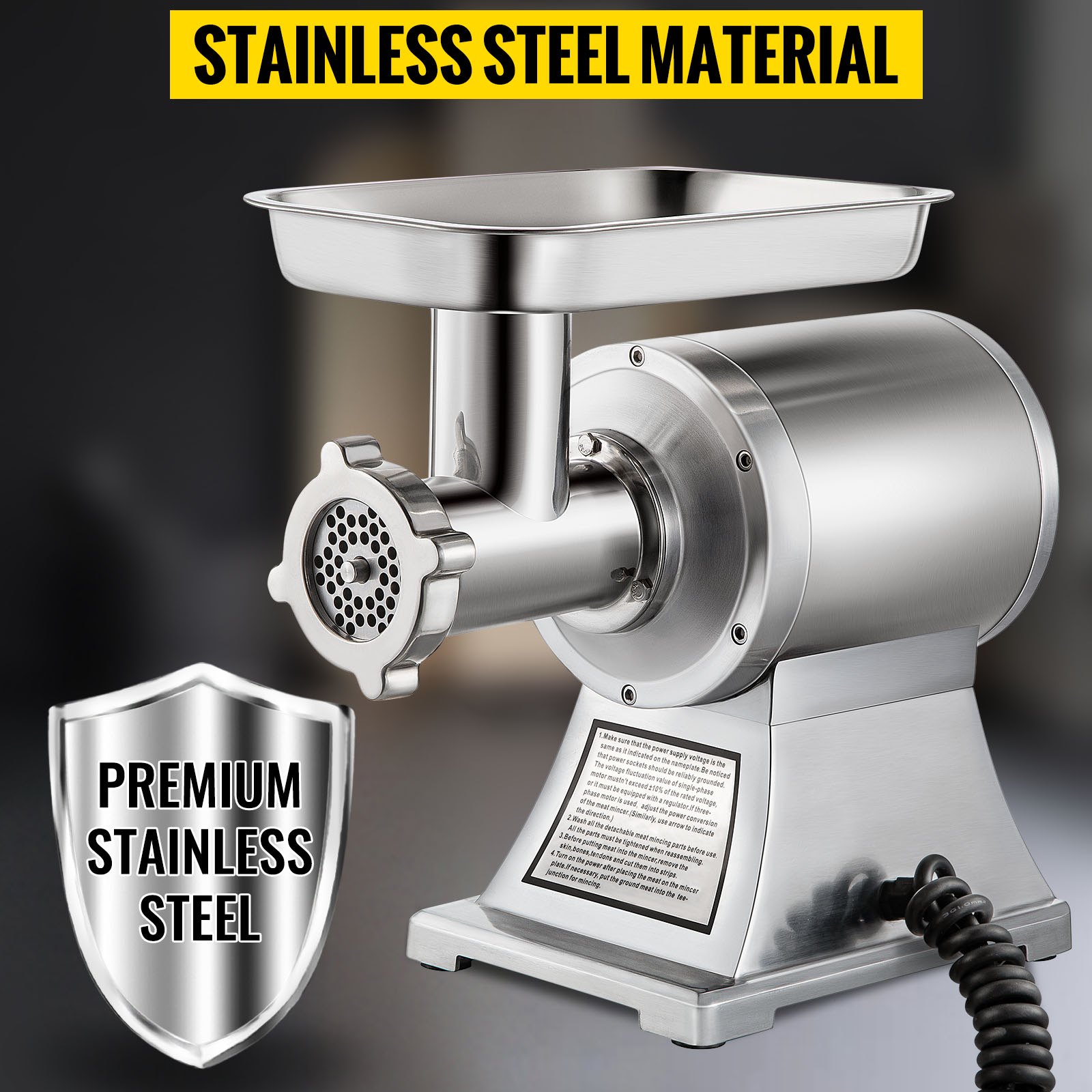 VEVOR Commercial Meat Mincer 1100W Electric Meat Grinder 1.5HP 550lbs/H Stainless Steel Meat Grinder Commercial Sausage Stuffer Maker for Industrial and Home Use