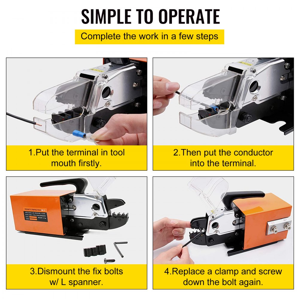 VEVOR AM-10 Pneumatic Crimping Machine Tools for Terminals w/ CE certification