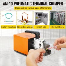 VEVOR Pneumatic Crimping Tool AM-10 Pneumatic Air Powered Wire Terminal Crimping Machine Crimping Up to 16mm2 Pneumatic Crimper (AM-10 Crimper)