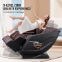 VEVOR Fauteuil de massage avec piste SL flexible, fauteuil inclinable complet zéro gravité, 10 à 18 modes automatiques, Shiatsu 3D, chauffage, haut-parleur Bluetooth, airbag, rouleau de pied et écran tactile