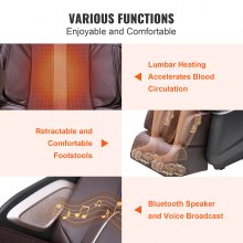 VEVOR Fauteuil de massage avec piste SL flexible, fauteuil inclinable complet zéro gravité, 10 à 18 modes automatiques, Shiatsu 3D, chauffage, haut-parleur Bluetooth, airbag, rouleau de pied et écran tactile