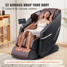 VEVOR Massage Chair with Flexible SL-Track, Full Body Zero Gravity Recliner, 10-18 Auto Modes, 3D Shiatsu, Heating, Bluetooth Speaker, Airbag, Foot Roller, and Touch Screen