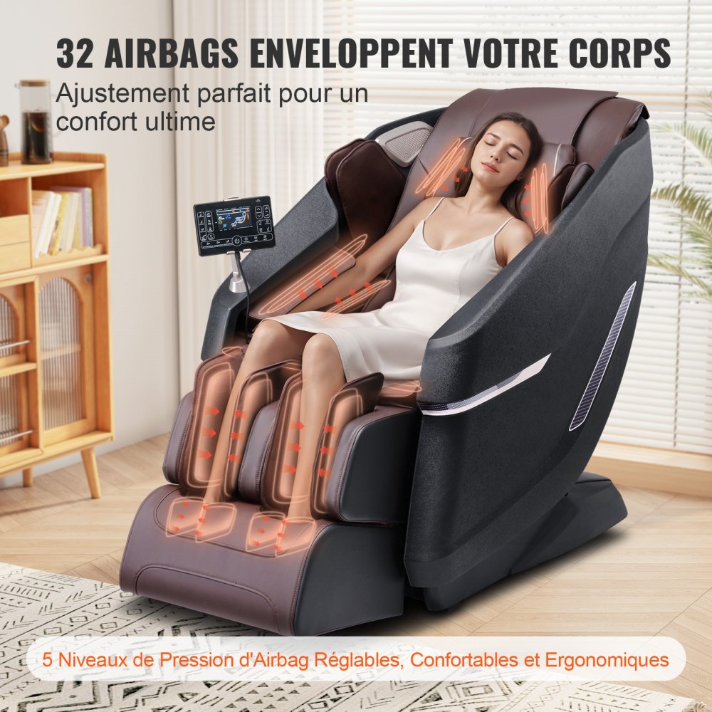 VEVOR Full Body Massage Chair, SL-Track Zero Gravity Massage Recliner, 3D Shiatsu, Body Scan, Heating, Bluetooth Speaker, Airbags for Living Room, Home