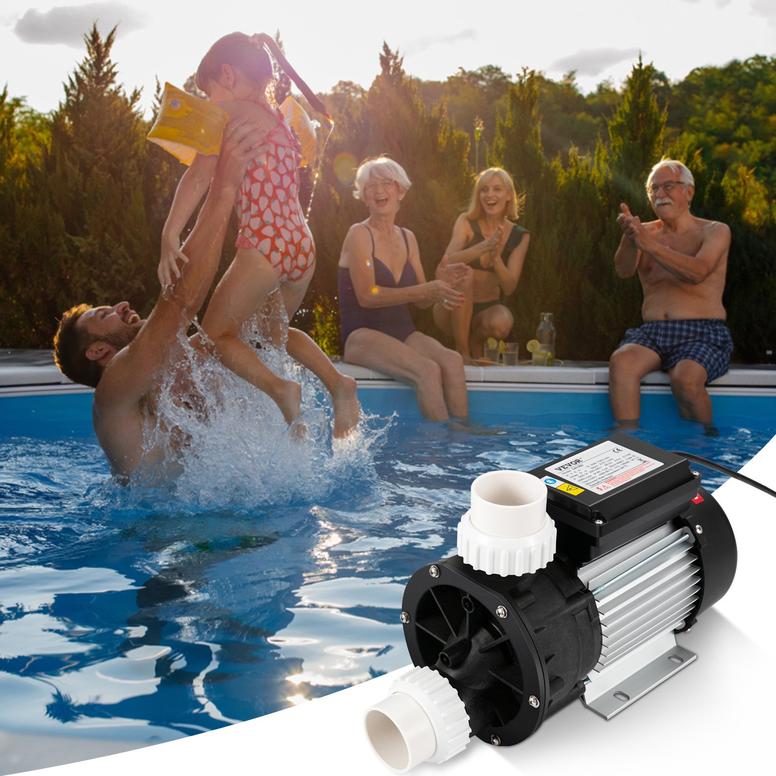 VEVOR Spa Pump Hot Tub Pump 0.5 HP 370W Single Speed Water Circulation Pump 220V