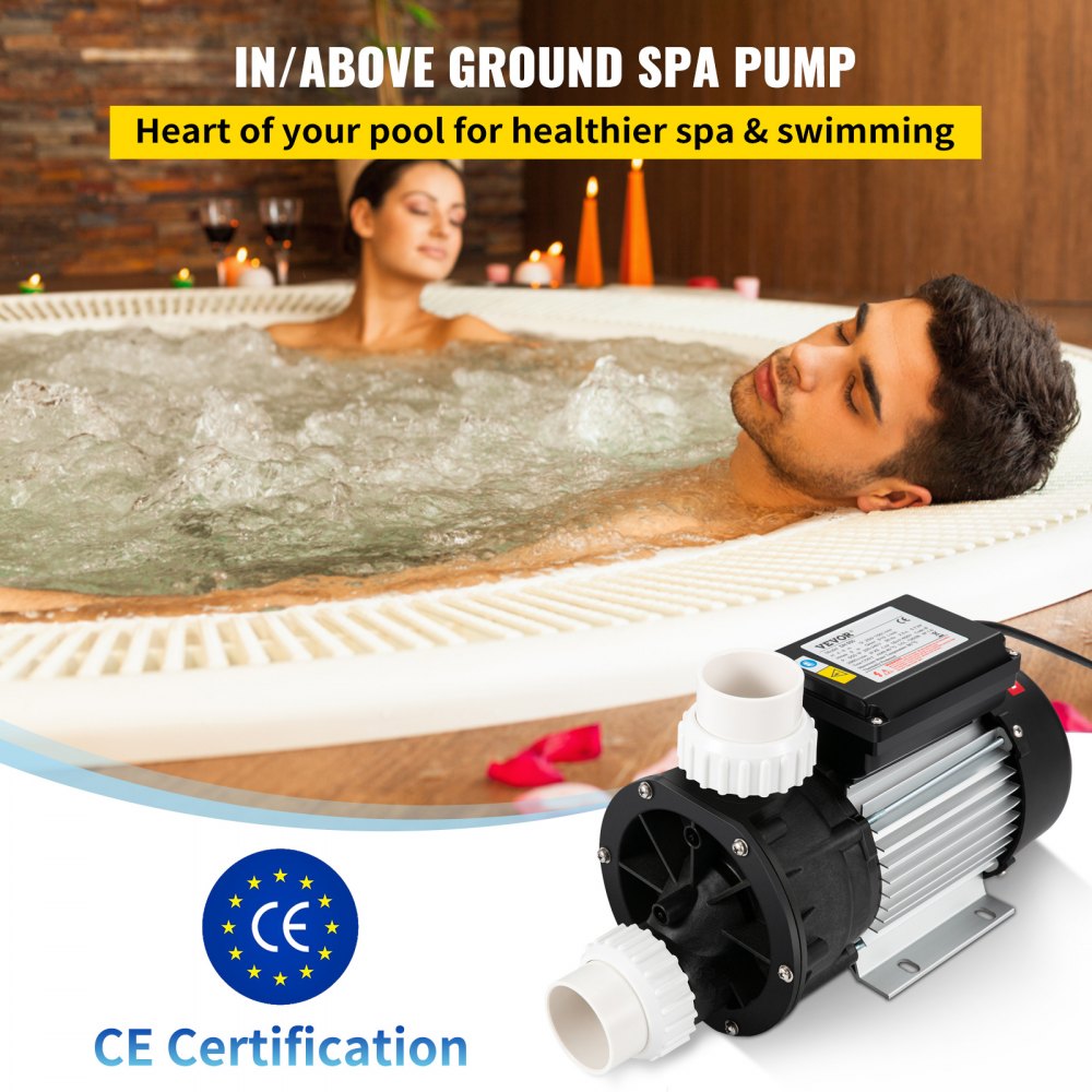 VEVOR Spa Pump Hot Tub Pump 0.7 HP 550W Single Speed Water Circulation Pump 220V