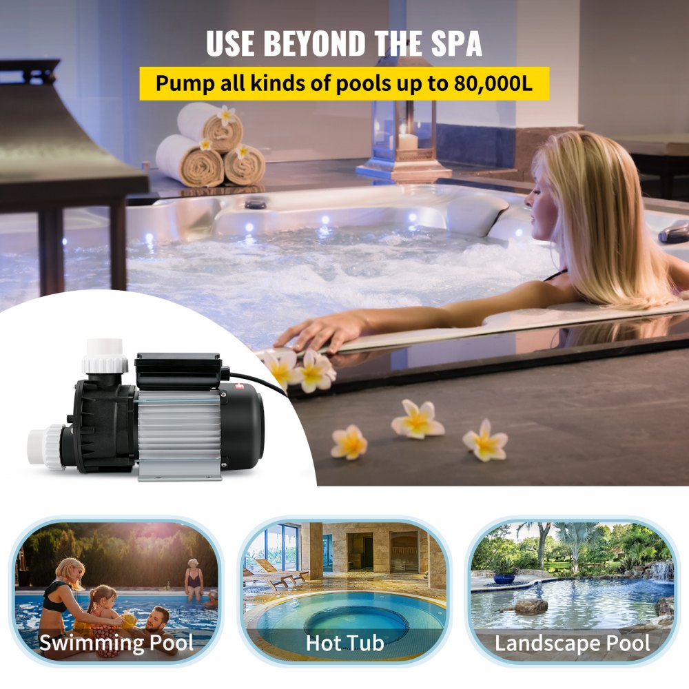 VEVOR Spa Pump Hot Tub Pump 0.7 HP 550W Single Speed Water Circulation Pump 220V