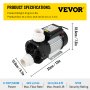 VEVOR Spa Pump Hot Tub Pump 0.7 HP 550W Single Speed Water Circulation Pump 220V